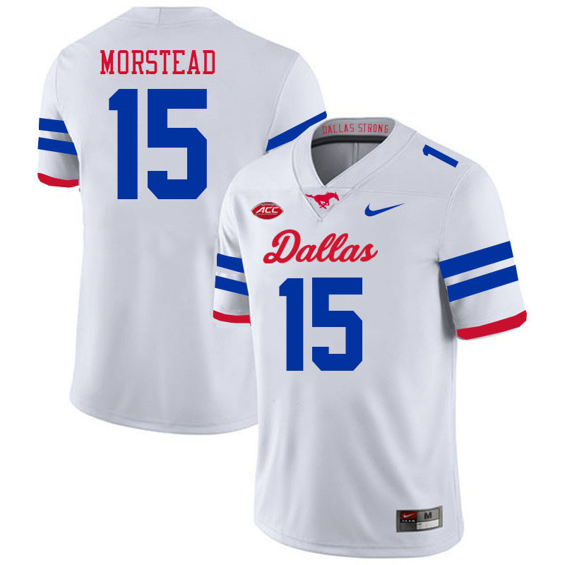 SMU Mustangs #15 Thomas Morstead College Football Jerseys Stitched Sale-Alternate White